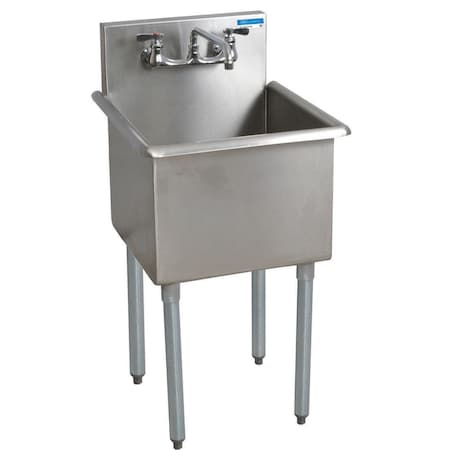 Bk Resources One Compartment Budget Sink 18 in x 18 in, 1, 2, Free Standing, Stainless Steel BK8BS-1-18-14